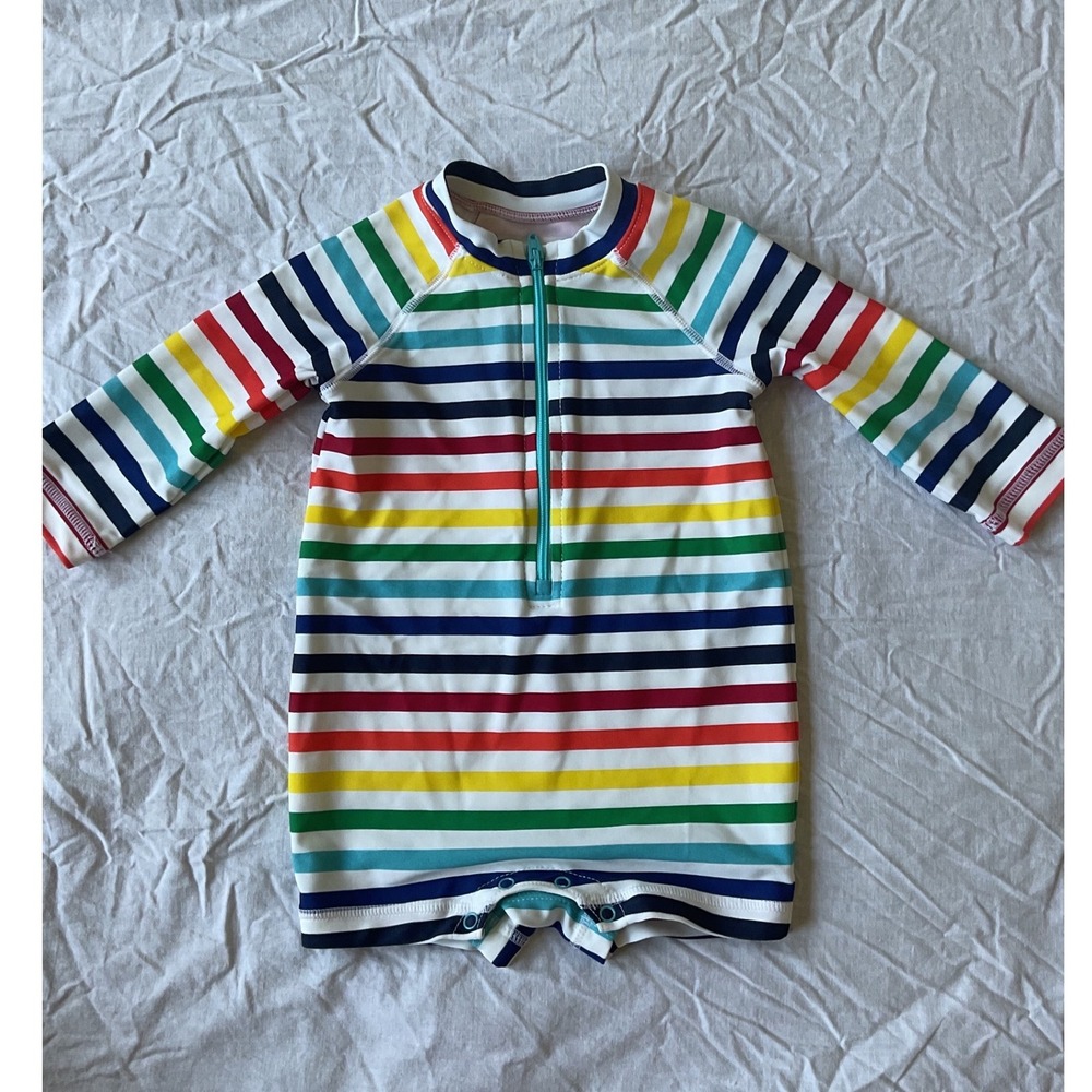 Primary Baby Rainbow Stripe Long Sleeve Rash Guard One Piece Swimsuit 3-6 Months